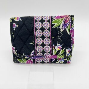 Tanya Lee Design Quilted Small Wallet Floral Purple Black Folded